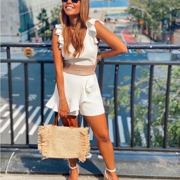 Amanda Uprichard Freeport Romper in Ivory - Picture 2 of 9